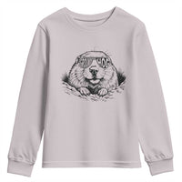 Funny Groundhog Face Woodchuck Sunglassess Youth Sweatshirt - Wonder Print Shop