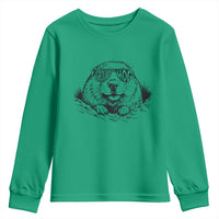 Funny Groundhog Face Woodchuck Sunglassess Youth Sweatshirt - Wonder Print Shop