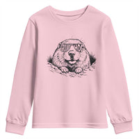 Funny Groundhog Face Woodchuck Sunglassess Youth Sweatshirt - Wonder Print Shop
