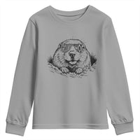 Funny Groundhog Face Woodchuck Sunglassess Youth Sweatshirt - Wonder Print Shop