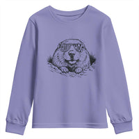 Funny Groundhog Face Woodchuck Sunglassess Youth Sweatshirt - Wonder Print Shop