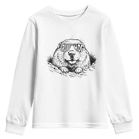 Funny Groundhog Face Woodchuck Sunglassess Youth Sweatshirt - Wonder Print Shop