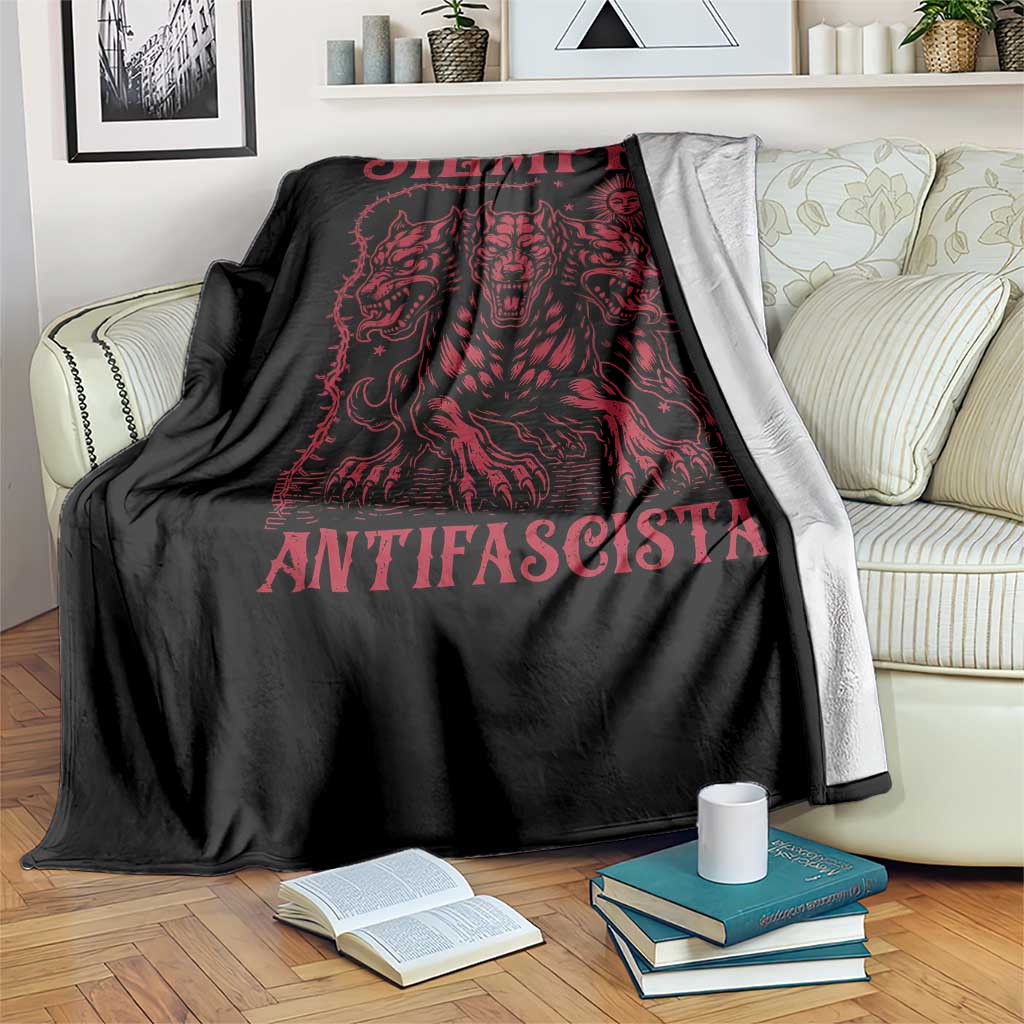 Siempre Antifascista Throw Blanket Anti Fascism Protest Vintage Hydra Dog