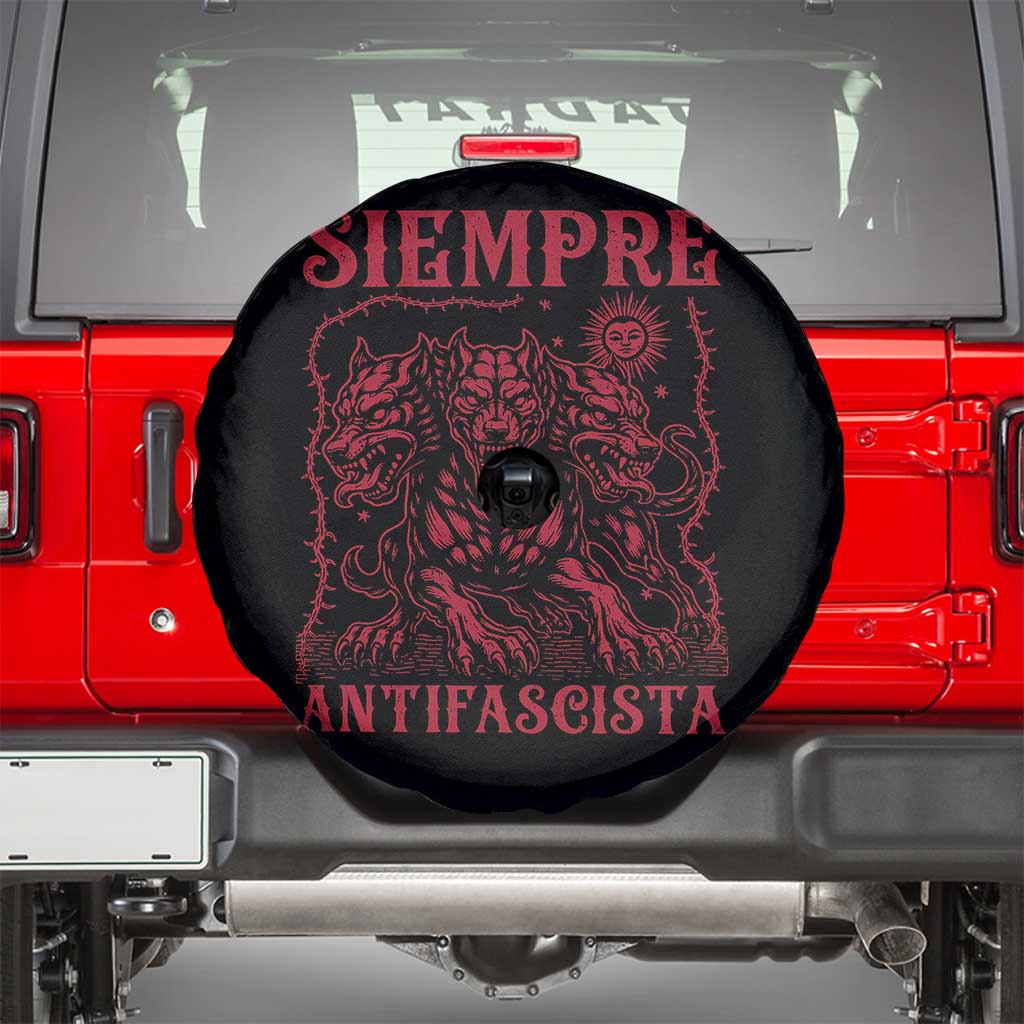Siempre Antifascista Spare Tire Cover Anti Fascism Protest Vintage Hydra Dog
