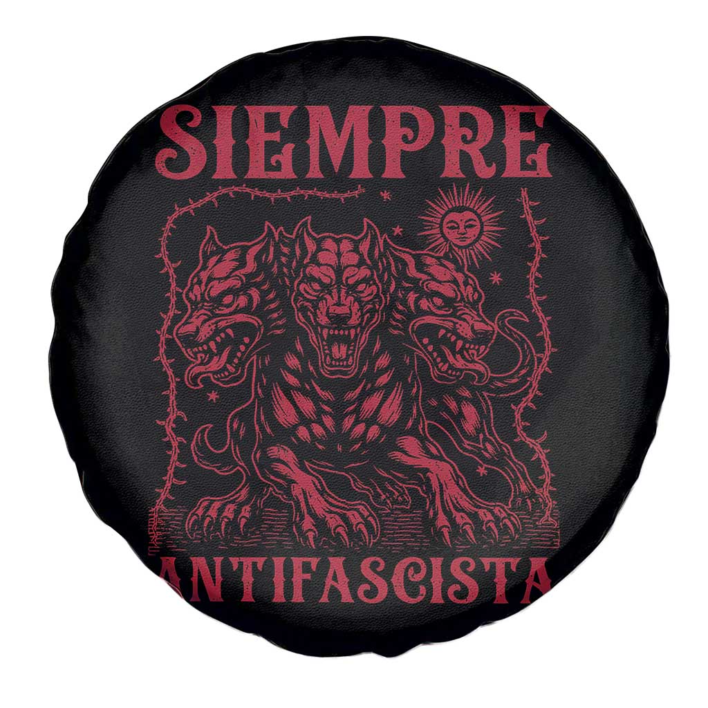 Siempre Antifascista Spare Tire Cover Anti Fascism Protest Vintage Hydra Dog