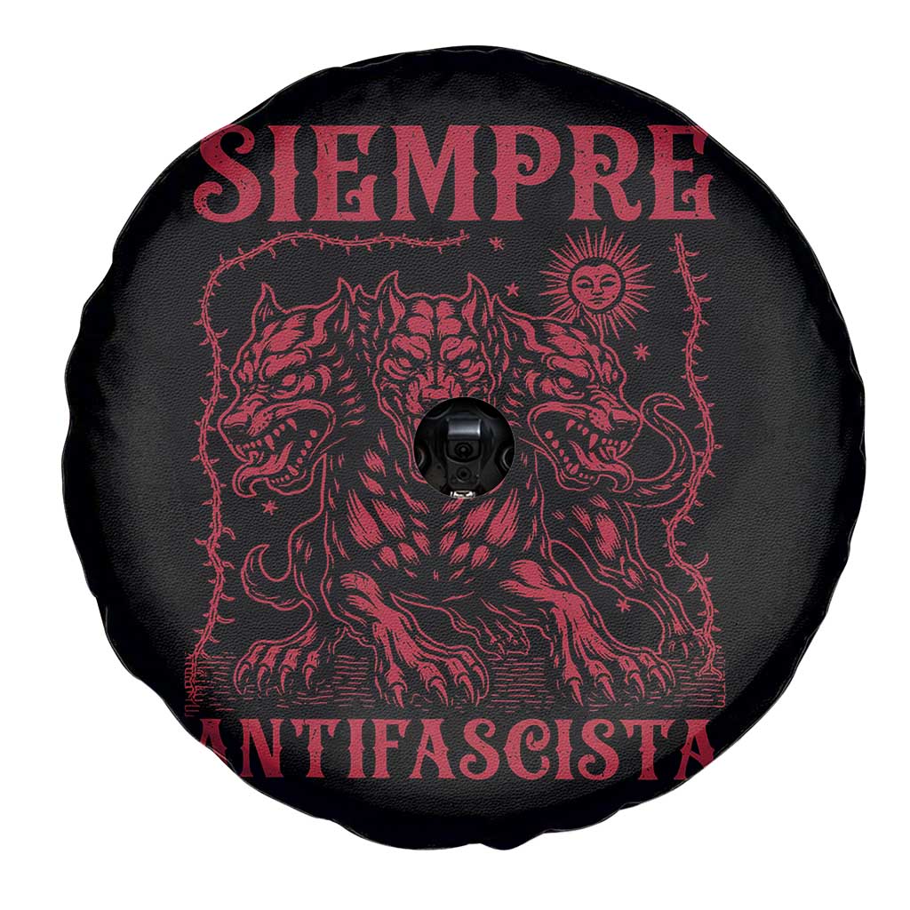 Siempre Antifascista Spare Tire Cover Anti Fascism Protest Vintage Hydra Dog