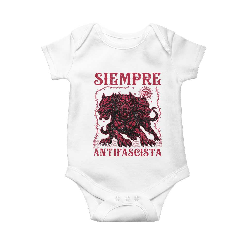 Siempre Antifascista Baby Onesie Anti Fascism Protest Vintage Hydra Dog
