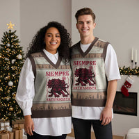 Siempre Antifascista V-Neck Knit Sweater Vest Anti Fascism Protest Vintage Hydra Dog
