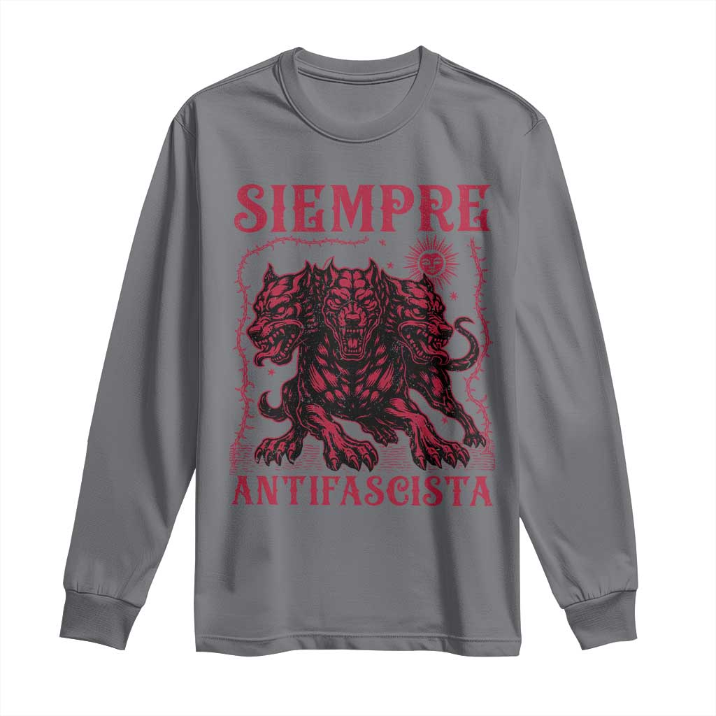 Siempre Antifascista Long Sleeve Shirt Anti Fascism Protest Vintage Hydra Dog