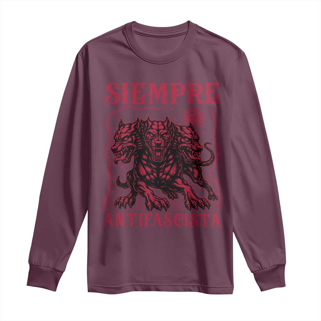 Siempre Antifascista Long Sleeve Shirt Anti Fascism Protest Vintage Hydra Dog