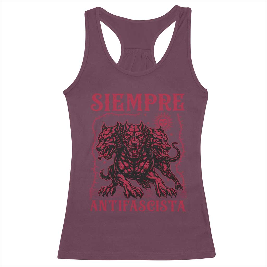 Siempre Antifascista Racerback Tank Top Anti Fascism Protest Vintage Hydra Dog