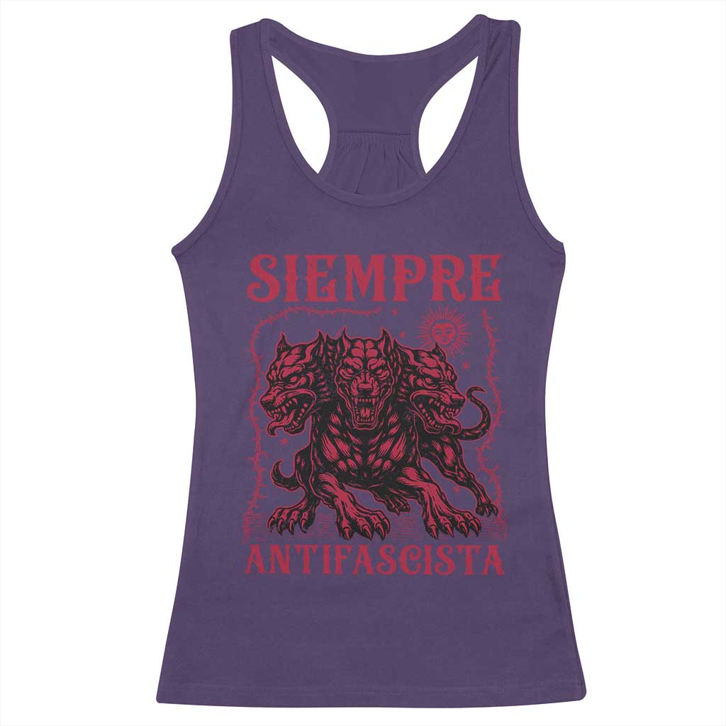 Siempre Antifascista Racerback Tank Top Anti Fascism Protest Vintage Hydra Dog
