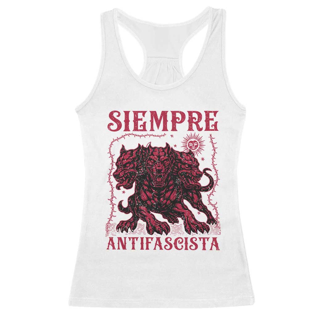 Siempre Antifascista Racerback Tank Top Anti Fascism Protest Vintage Hydra Dog