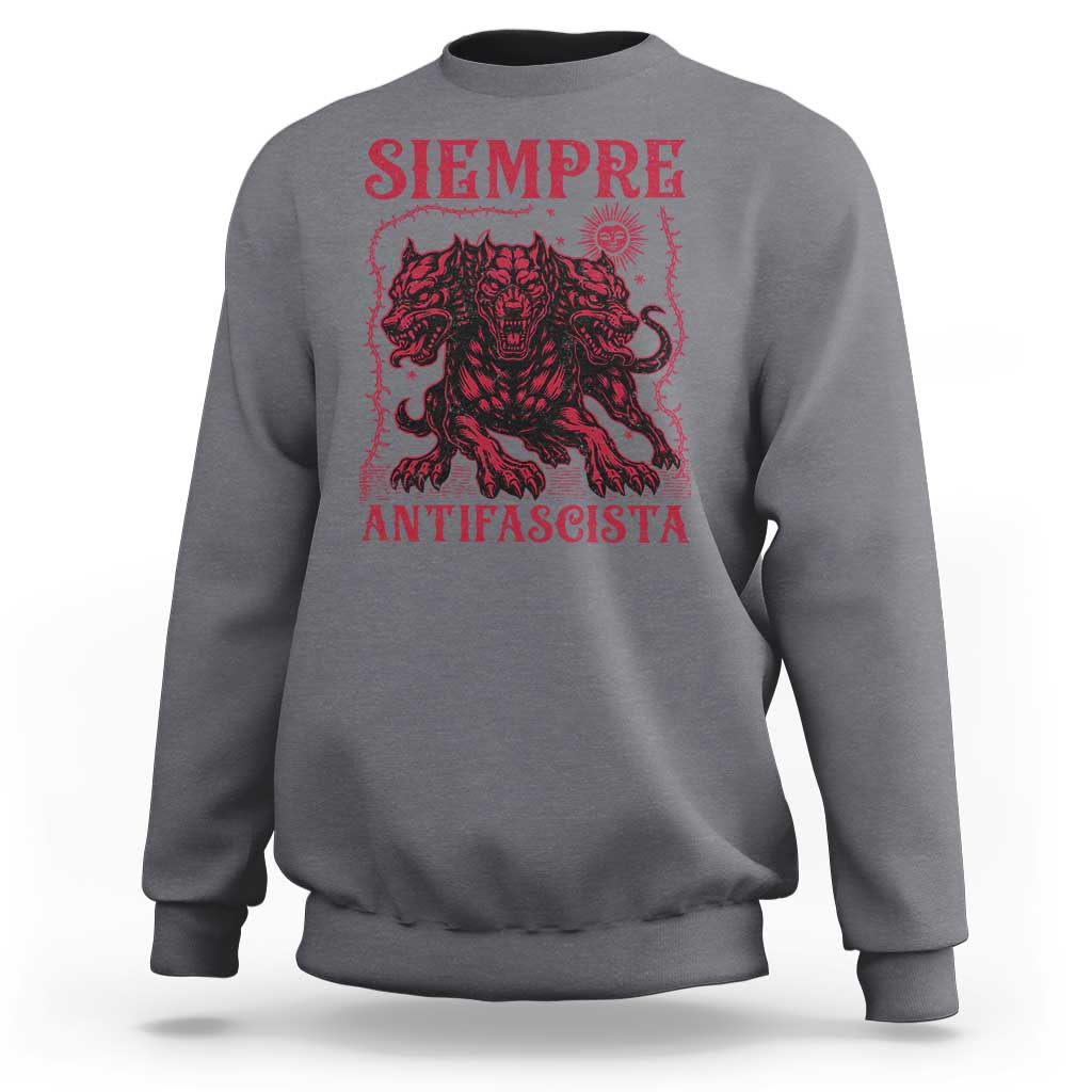 Siempre Antifascista Sweatshirt Anti Fascism Protest Vintage Hydra Dog