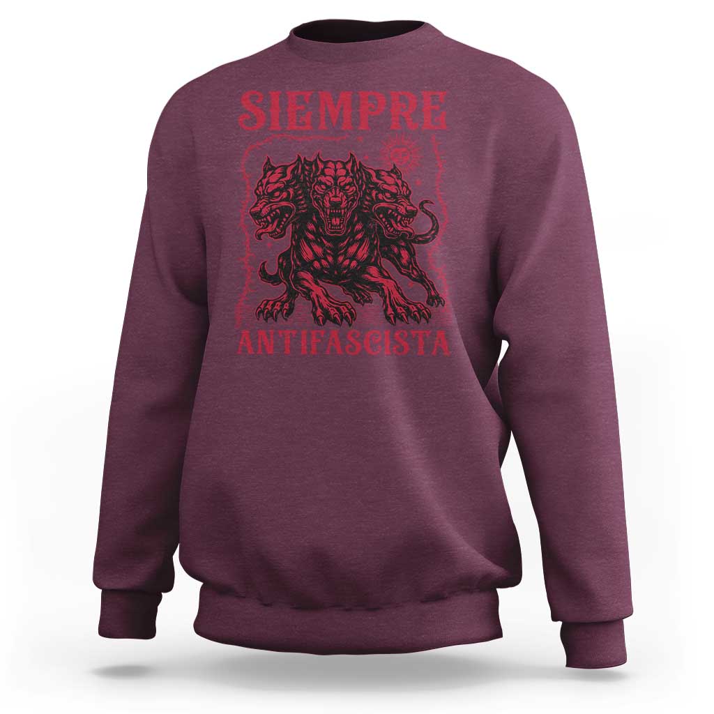 Siempre Antifascista Sweatshirt Anti Fascism Protest Vintage Hydra Dog