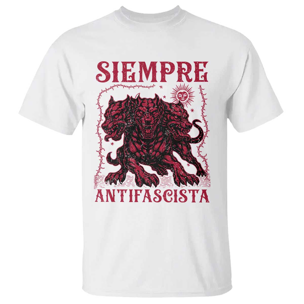 Siempre Antifascista T Shirt Anti Fascism Protest Vintage Hydra Dog