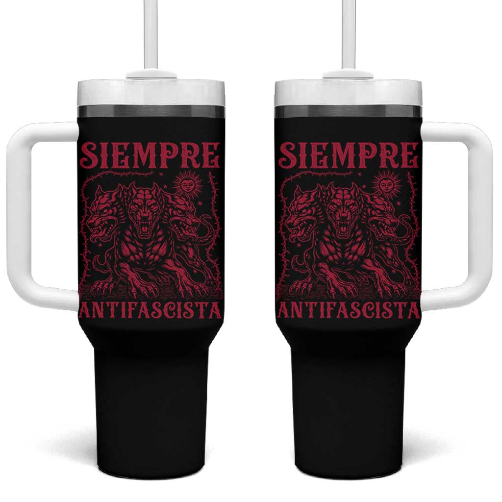 Siempre Antifascista Tumbler With Handle Anti Fascism Protest Vintage Hydra Dog