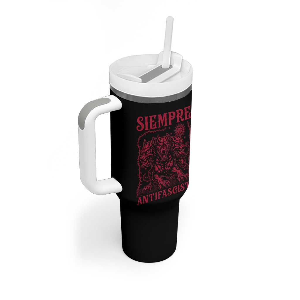Siempre Antifascista Tumbler With Handle Anti Fascism Protest Vintage Hydra Dog