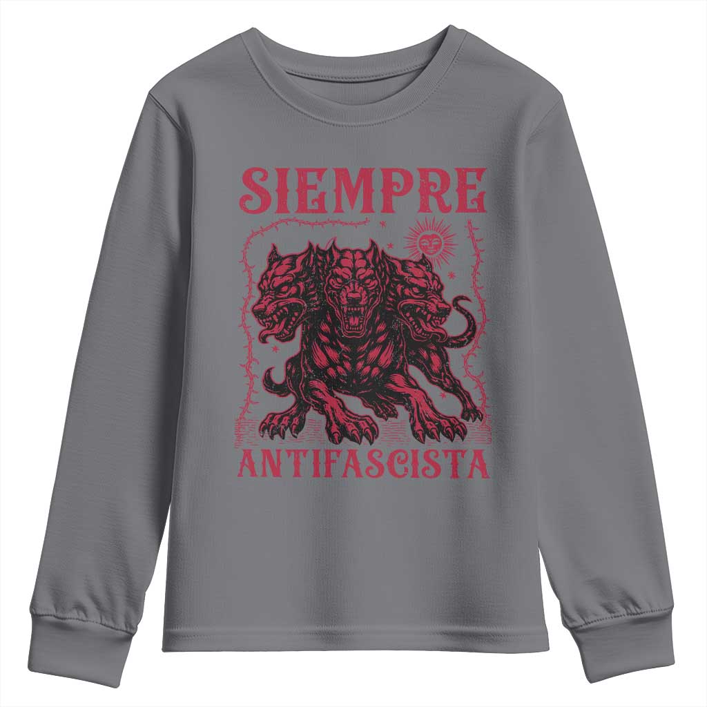 Siempre Antifascista Youth Sweatshirt Anti Fascism Protest Vintage Hydra Dog
