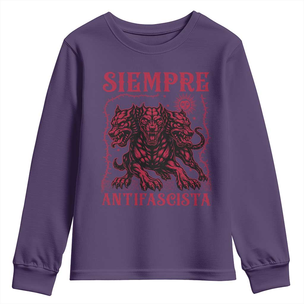 Siempre Antifascista Youth Sweatshirt Anti Fascism Protest Vintage Hydra Dog