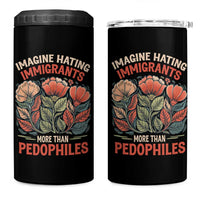 Imagine Hating Immirants More Than Pedophiles 4 in 1 Can Cooler Tumbler Political Satire Retro Floral