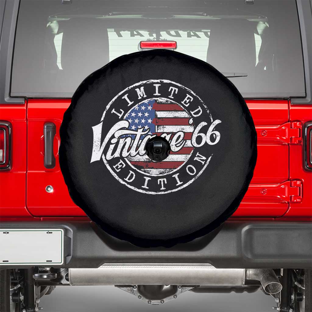 Funny 60th Birthday Spare Tire Cover Vintage 1966 Stamp 60 Years Old American Flag