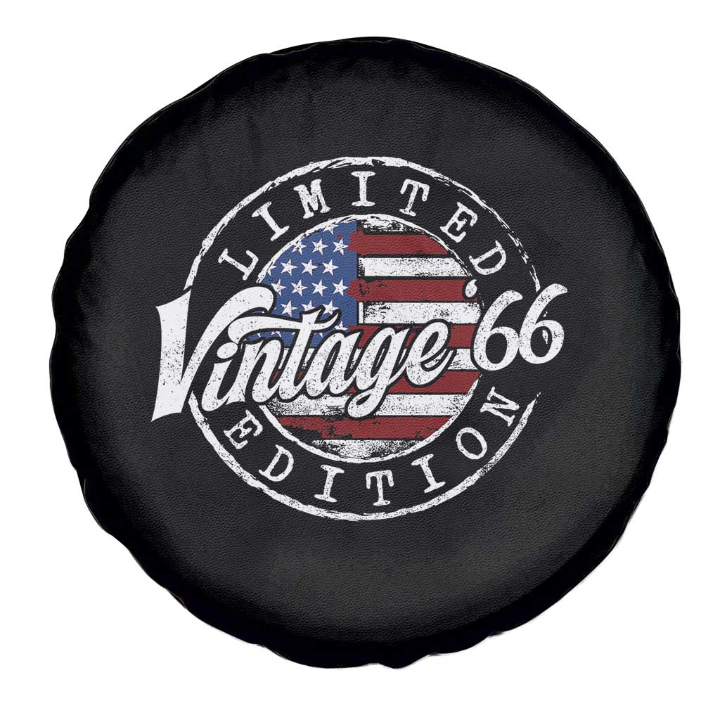 Funny 60th Birthday Spare Tire Cover Vintage 1966 Stamp 60 Years Old American Flag