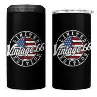 Funny 60th Birthday 4 in 1 Can Cooler Tumbler Vintage 1966 Stamp 60 Years Old American Flag