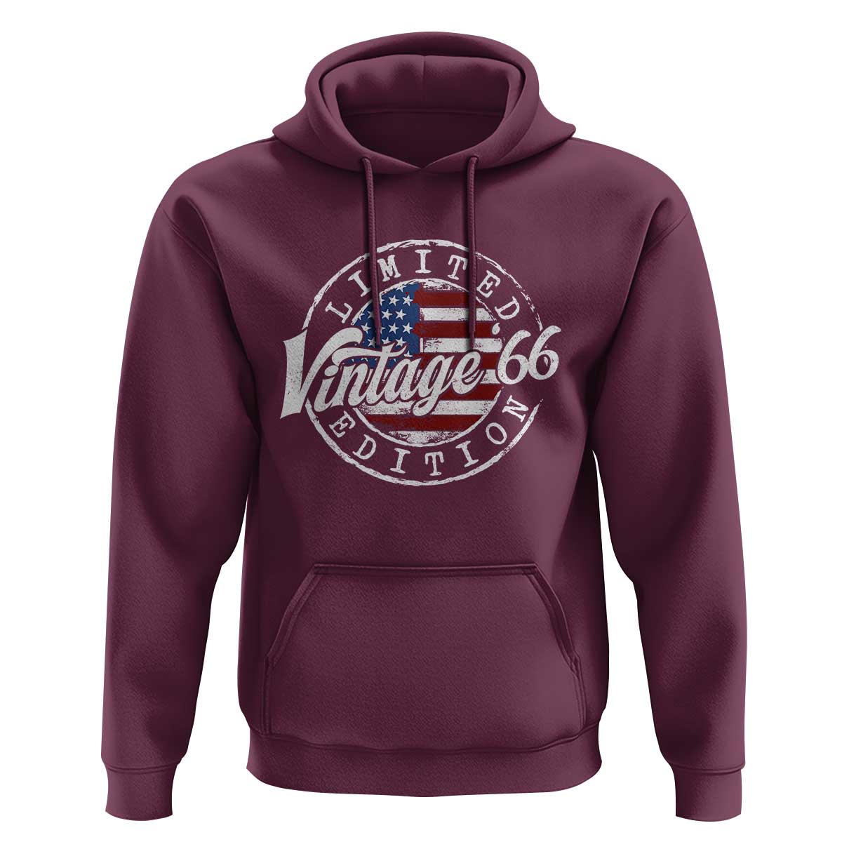 Funny 60th Birthday Hoodie Vintage 1966 Stamp 60 Years Old American Flag