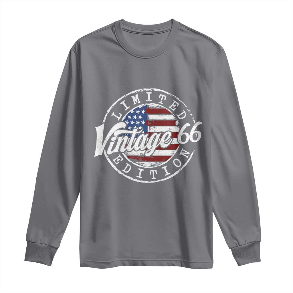 Funny 60th Birthday Long Sleeve Shirt Vintage 1966 Stamp 60 Years Old American Flag