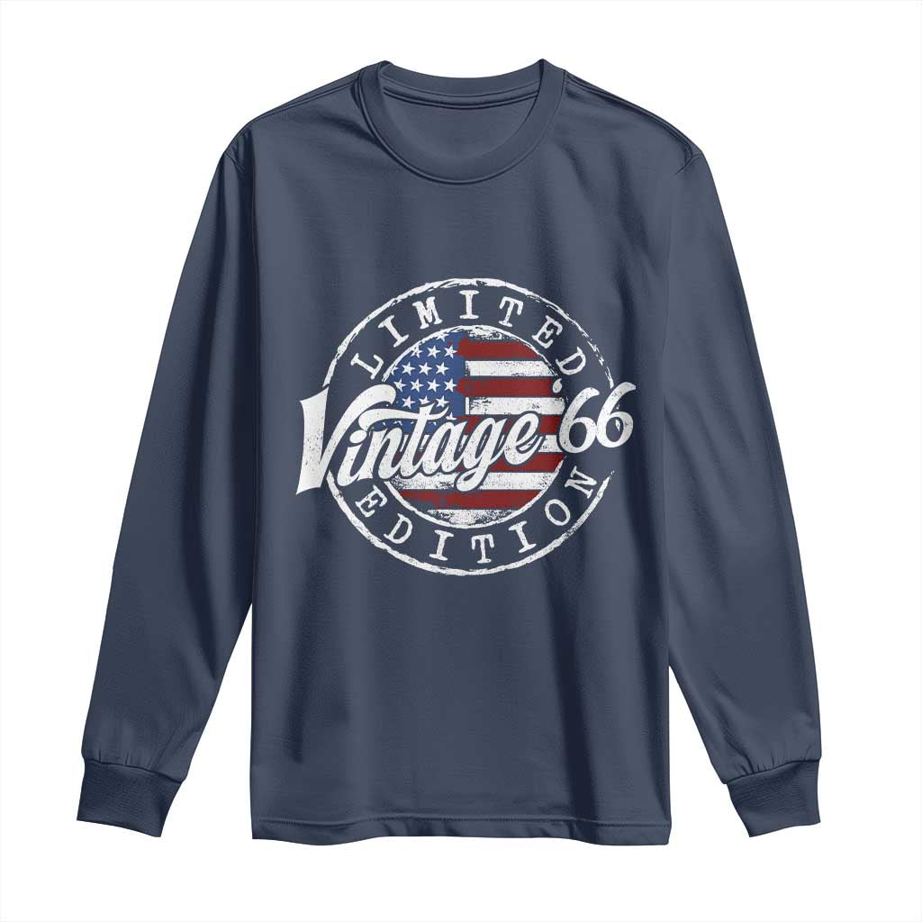 Funny 60th Birthday Long Sleeve Shirt Vintage 1966 Stamp 60 Years Old American Flag