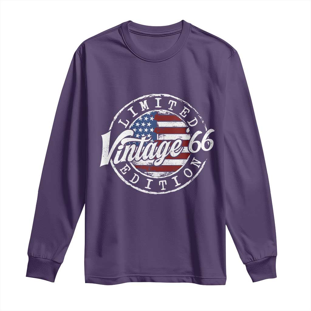 Funny 60th Birthday Long Sleeve Shirt Vintage 1966 Stamp 60 Years Old American Flag