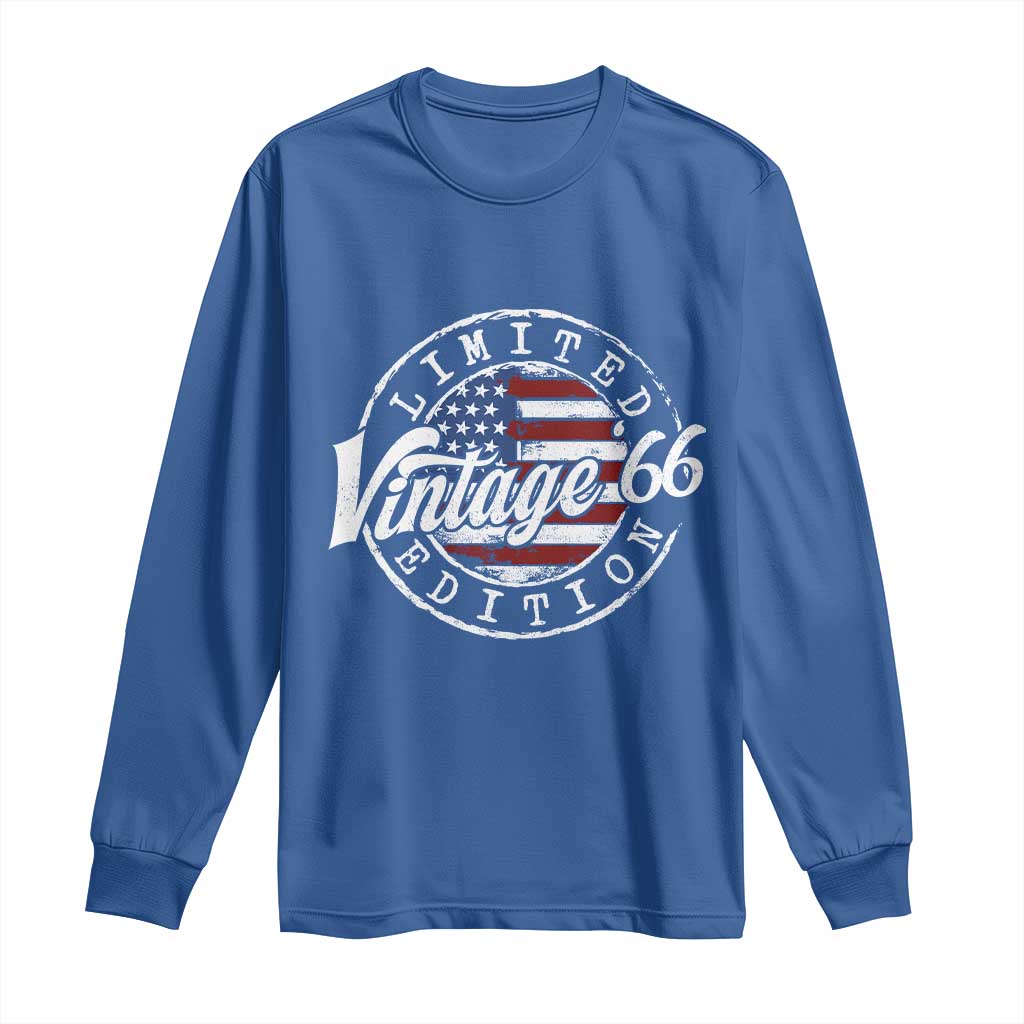 Funny 60th Birthday Long Sleeve Shirt Vintage 1966 Stamp 60 Years Old American Flag