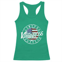 Funny 60th Birthday Racerback Tank Top Vintage 1966 Stamp 60 Years Old American Flag