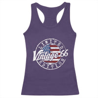 Funny 60th Birthday Racerback Tank Top Vintage 1966 Stamp 60 Years Old American Flag