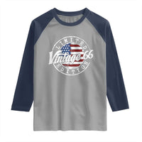 Funny 60th Birthday Raglan Shirt Vintage 1966 Stamp 60 Years Old American Flag