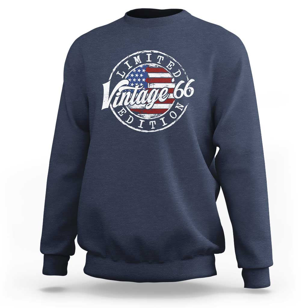 Funny 60th Birthday Sweatshirt Vintage 1966 Stamp 60 Years Old American Flag