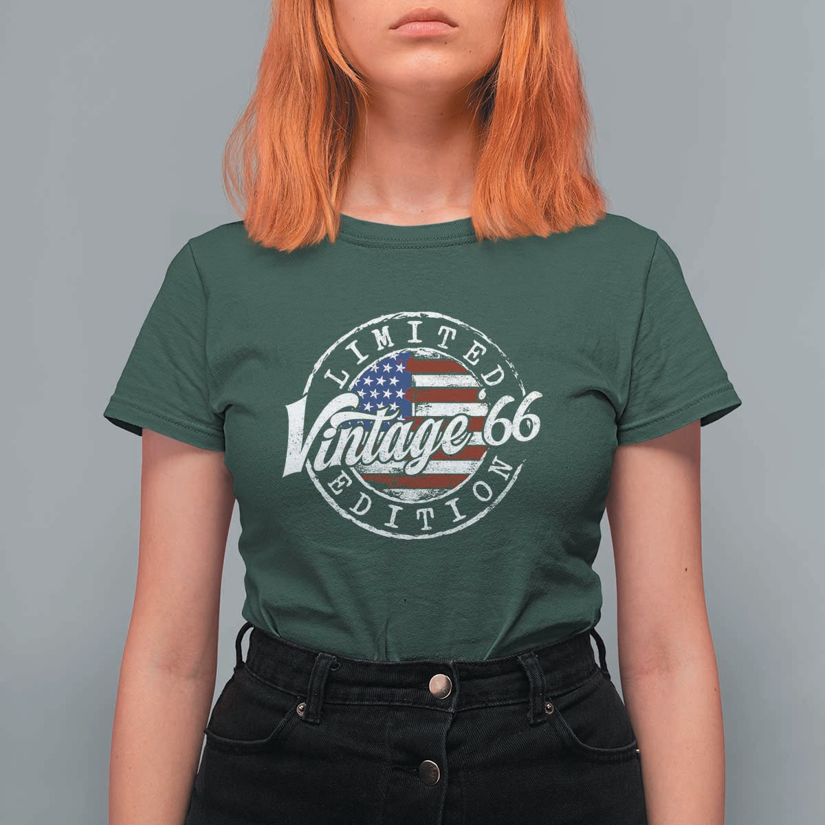 Funny 60th Birthday T Shirt For Women Vintage 1966 Stamp 60 Years Old American Flag