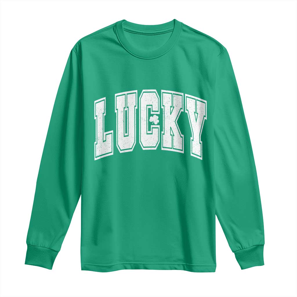 Vintage Lucky Shamrock Clover St Patricks Day Long Sleeve Shirt
