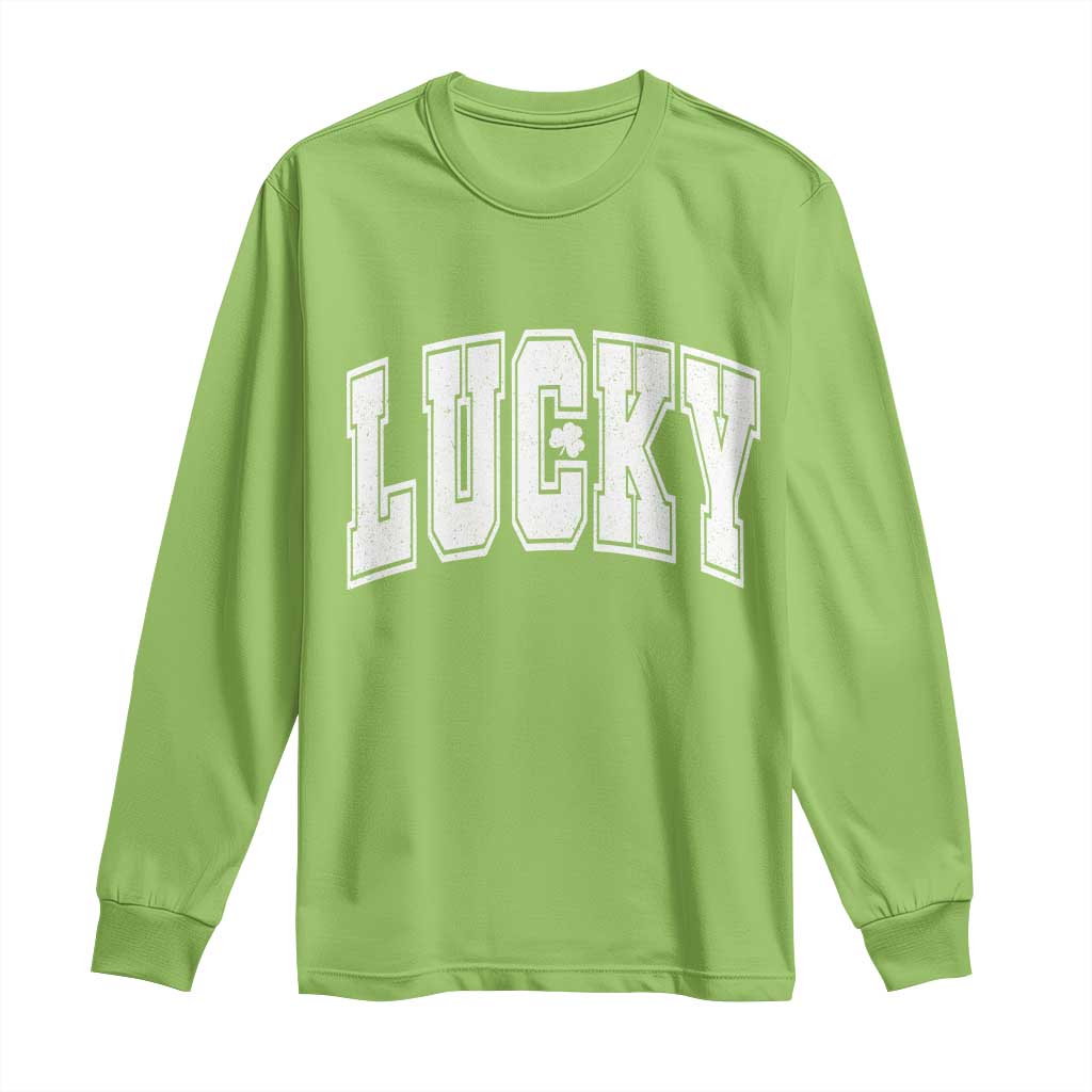 Vintage Lucky Shamrock Clover St Patricks Day Long Sleeve Shirt