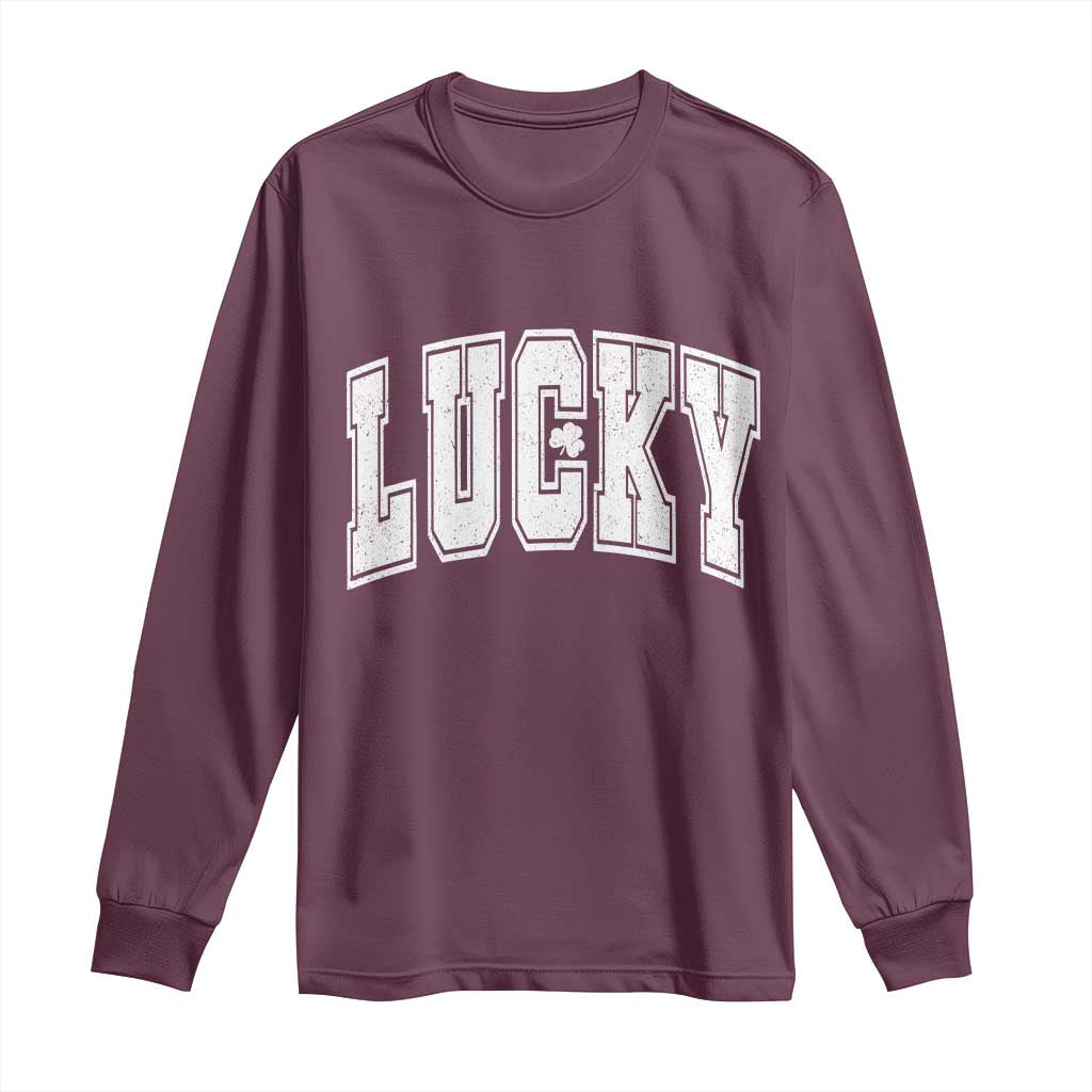 Vintage Lucky Shamrock Clover St Patricks Day Long Sleeve Shirt