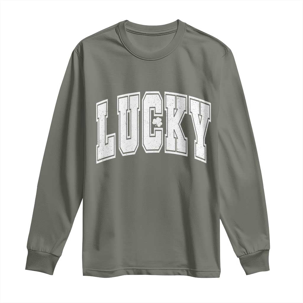 Vintage Lucky Shamrock Clover St Patricks Day Long Sleeve Shirt