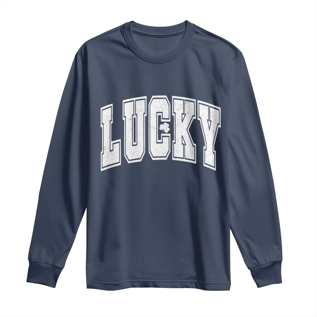 Vintage Lucky Shamrock Clover St Patricks Day Long Sleeve Shirt