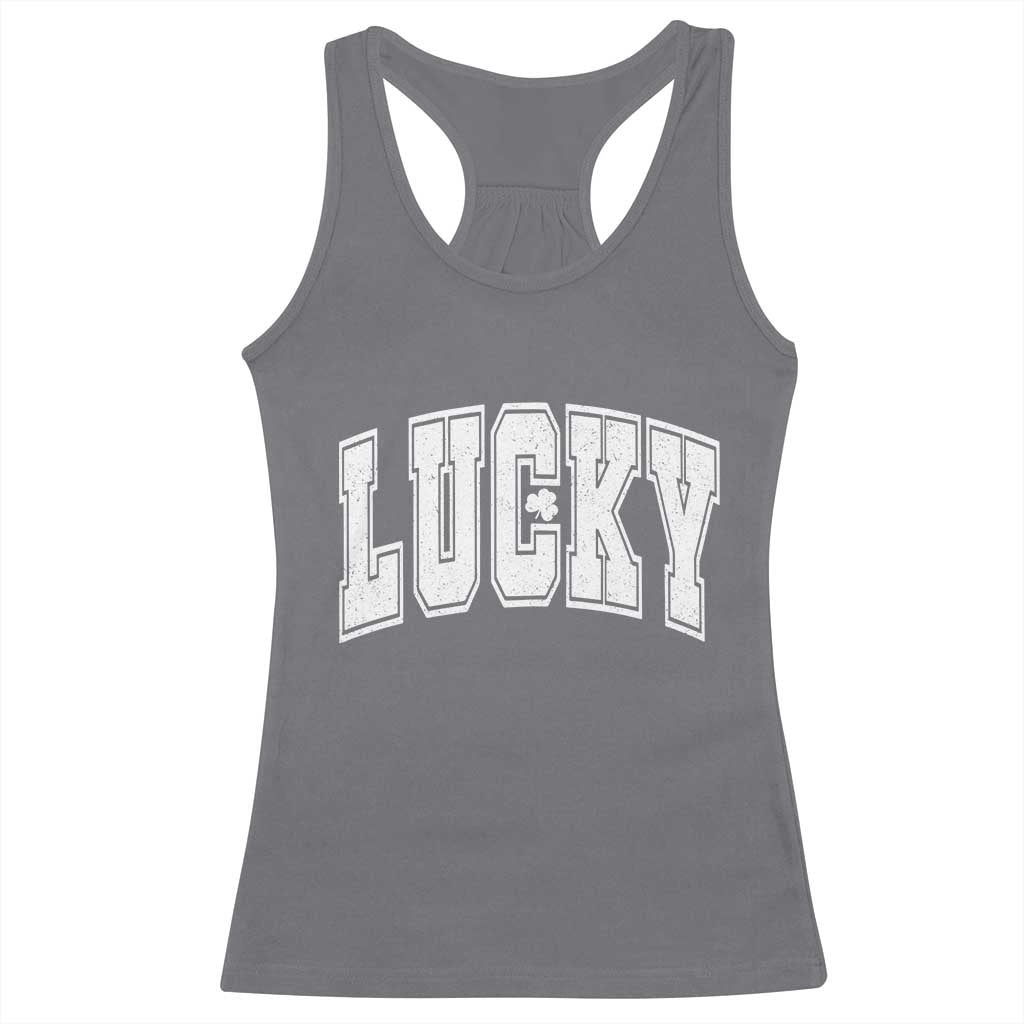 Vintage Lucky Shamrock Clover St Patricks Day Racerback Tank Top