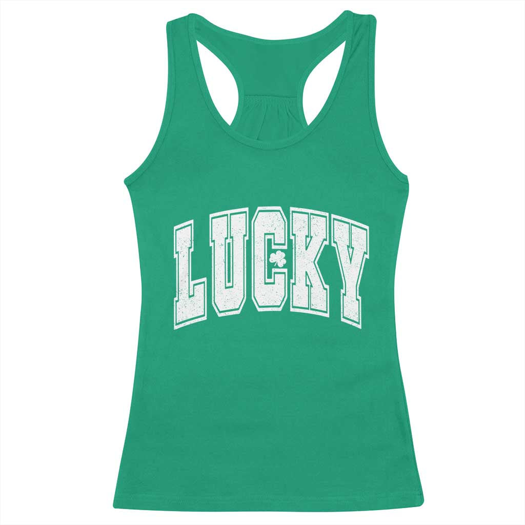 Vintage Lucky Shamrock Clover St Patricks Day Racerback Tank Top