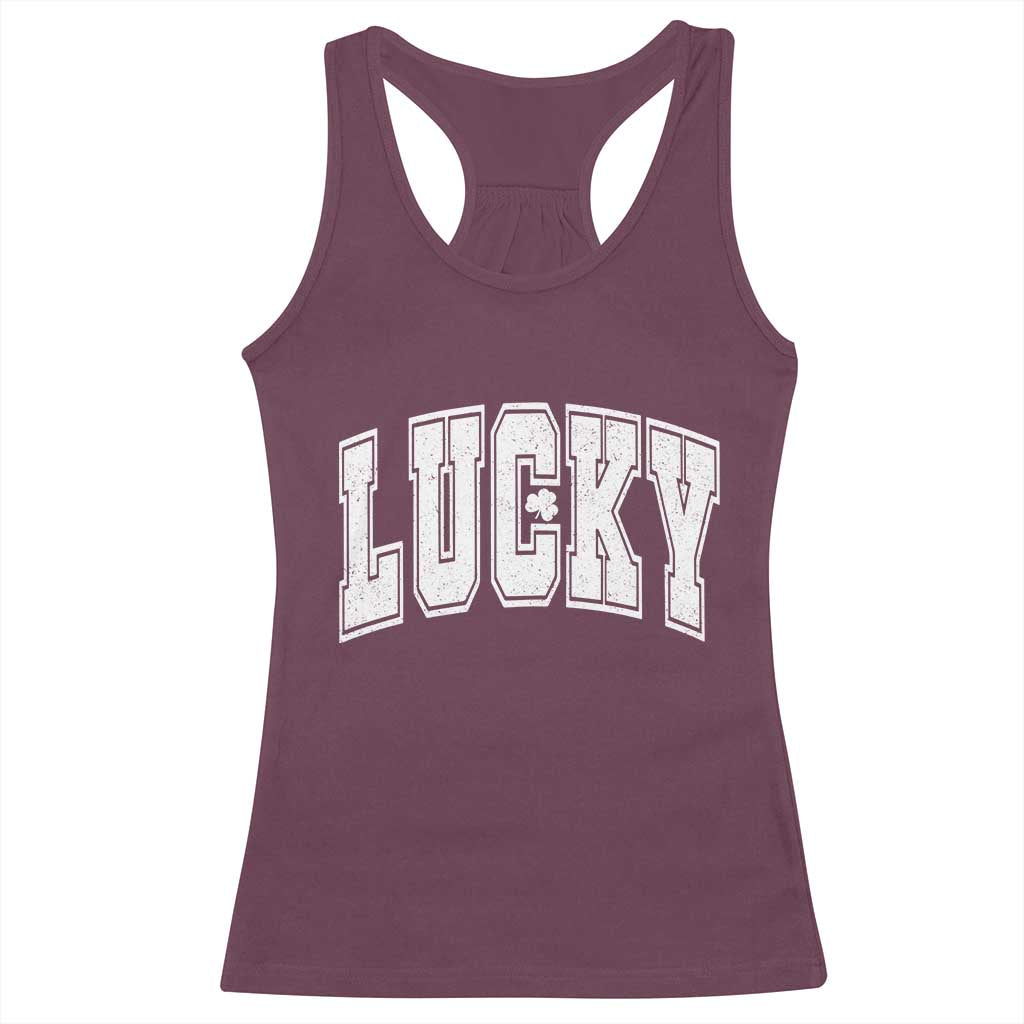 Vintage Lucky Shamrock Clover St Patricks Day Racerback Tank Top