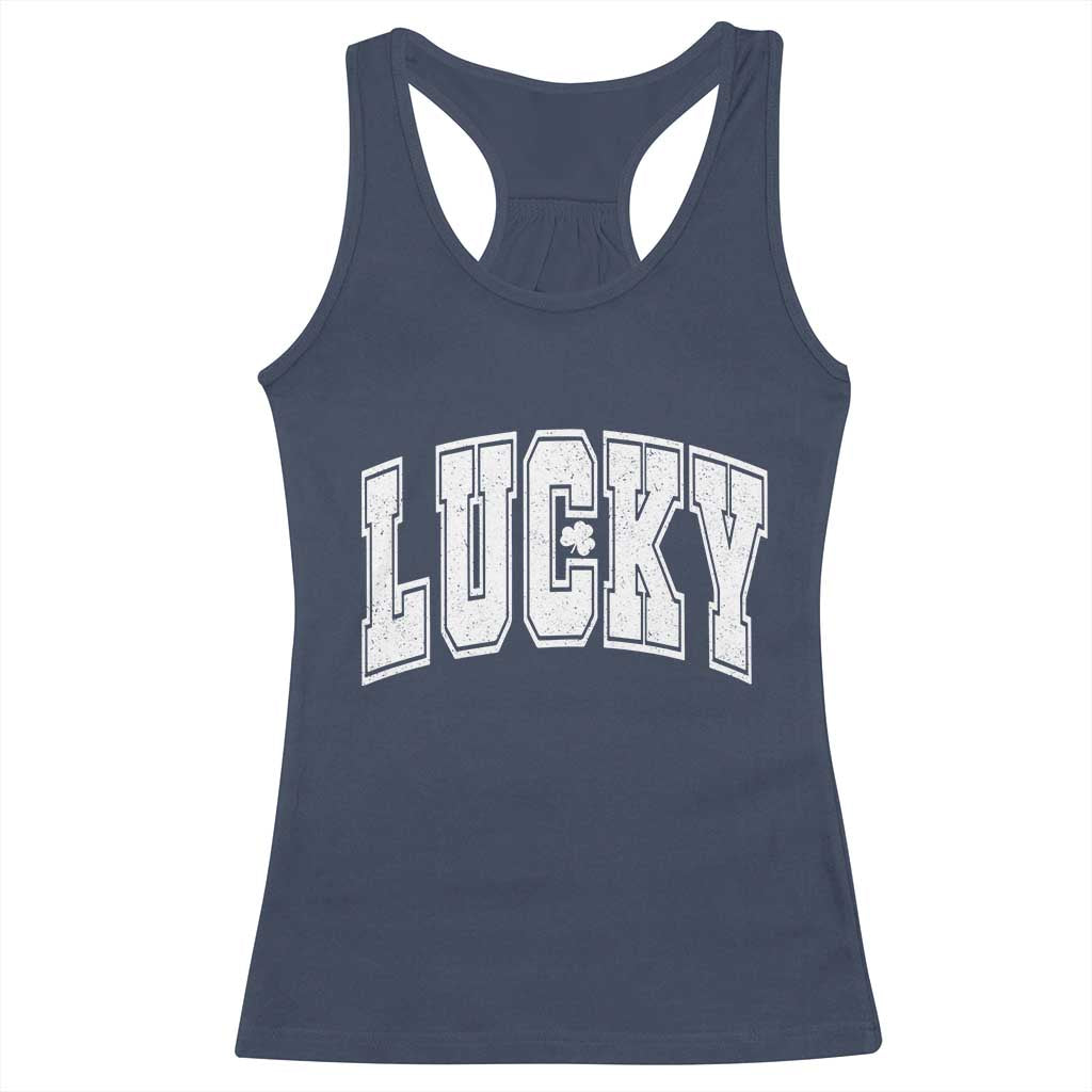 Vintage Lucky Shamrock Clover St Patricks Day Racerback Tank Top