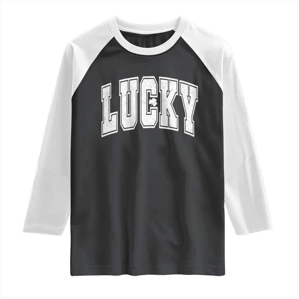 Vintage Lucky Shamrock Clover St Patricks Day Raglan Shirt
