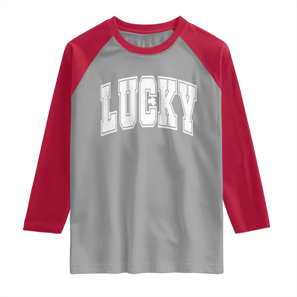 Vintage Lucky Shamrock Clover St Patricks Day Raglan Shirt