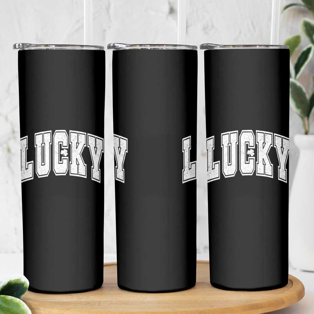 Vintage Lucky Shamrock Clover St Patricks Day Skinny Tumbler